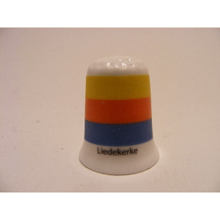 Liedekerke Belgische vlag op een porselein vingerhoedje