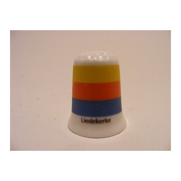 Liedekerke Belgische vlag op een porselein vingerhoedje