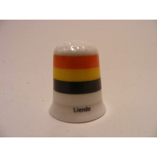 Lierde gemeente vlag in Belgie op een porselein vingerhoedje