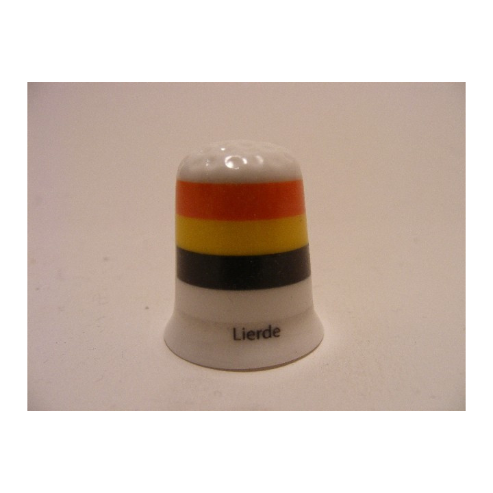 Lierde gemeente vlag in Belgie op een porselein vingerhoedje