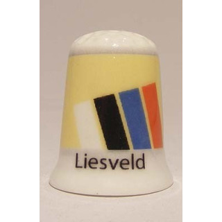 Liesveld Nederlandse gemeentevlag op een porselein vingerhoedje