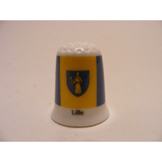 Lille gemeente vlag in Belgie op een porselein vingerhoedje