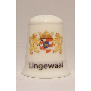 Lingewaal Nederlandse gemeentevlag op een porselein vingerhoedje
