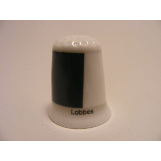 Lobbes vlag Belgie op een porselein vingerhoedje