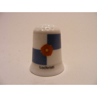 Lochristi gemeente vlag in Belgie op een porselein vingerhoedje