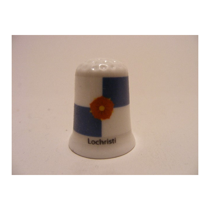 Lochristi gemeente vlag in Belgie op een porselein vingerhoedje