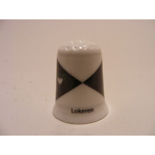 Lokeren vlag in Belgie op een porselein vingerhoedje