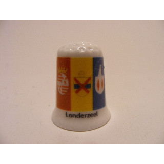 Londerzeel gemeente vlag in Belgie op een porselein vingerhoedje