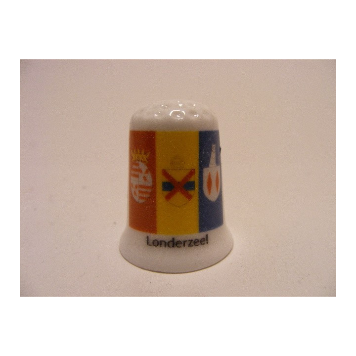 Londerzeel gemeente vlag in Belgie op een porselein vingerhoedje