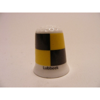 Lubbeek gemeente vlag in Belgie op een porselein vingerhoedje