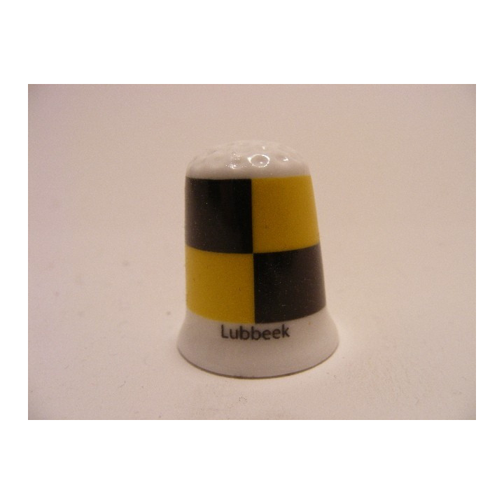 Lubbeek gemeente vlag in Belgie op een porselein vingerhoedje