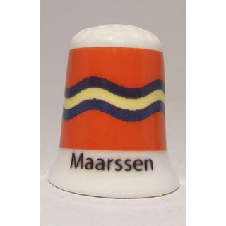 Maarssen Nederlandse gemeentevlag op een porselein vingerhoedje