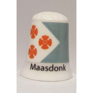 Maasdonk Nederlandse gemeentevlag op een porselein vingerhoedje