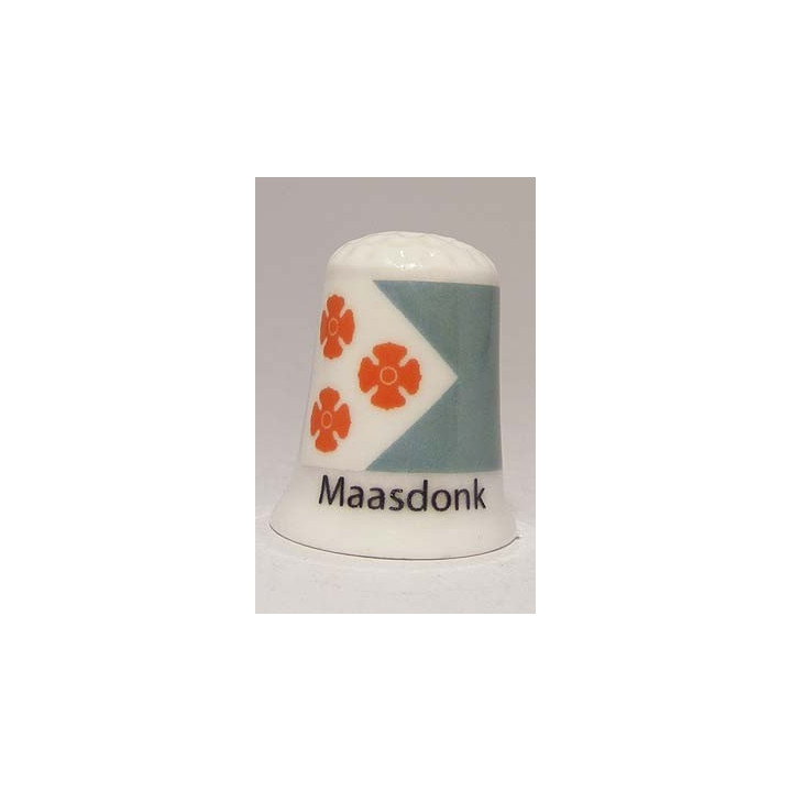 Maasdonk Nederlandse gemeentevlag op een porselein vingerhoedje
