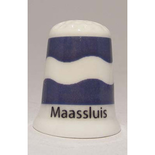 Maassluis Nederlandse gemeentevlag op een porselein vingerhoedje