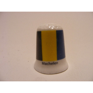 Machelen gemeente vlag in Belgie op een porselein vingerhoedje