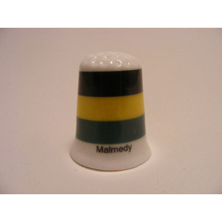 Malmedy vlag Belgie op een porselein vingerhoedje