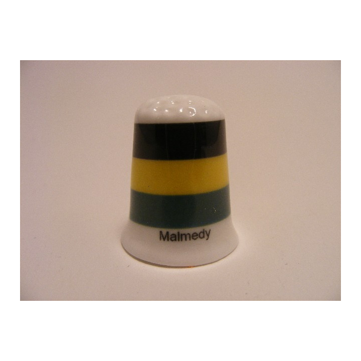 Malmedy vlag Belgie op een porselein vingerhoedje