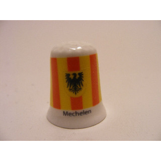 Mechelen gemeente vlag in Belgie op een porselein vingerhoedje