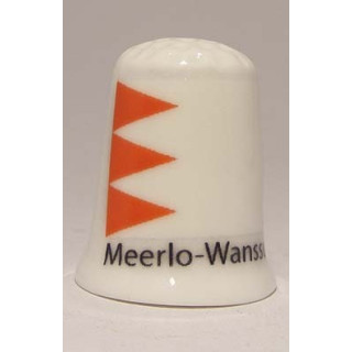 Meerlo-Wanssum Nederlandse gemeentevlag op een porselein vingerhoedje