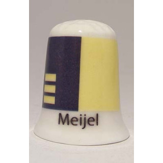 Meijel Nederlandse gemeentevlag op een porselein vingerhoedje