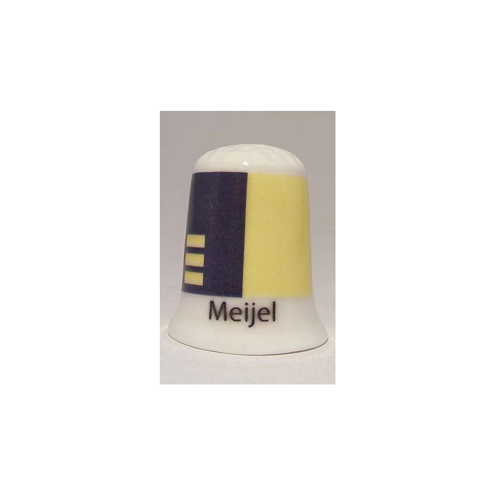 Meijel Nederlandse gemeentevlag op een porselein vingerhoedje