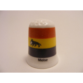 Meise vlag Belgie op een porselein vingerhoedje