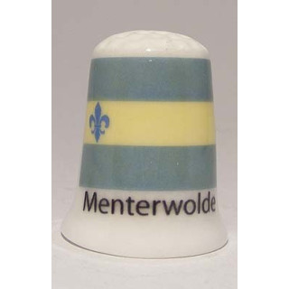 Menterwolde Nederlandse gemeentevlag op een porselein vingerhoedje