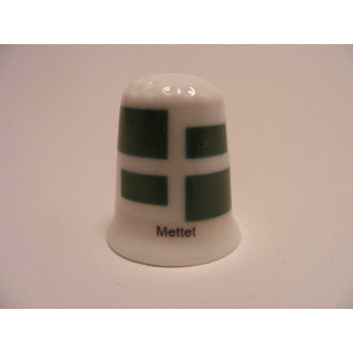 Mettet vlag Belgie op een porselein vingerhoedje