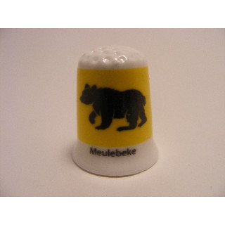 Meulebeke vlag Belgie op een porselein vingerhoedje