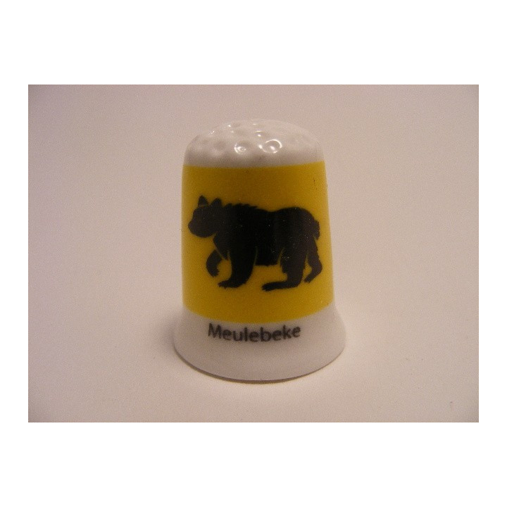 Meulebeke vlag Belgie op een porselein vingerhoedje