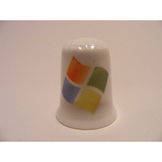 Microsoft Windows logo op een porselein vingerhoedje