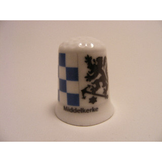 Middelkerke vlag Belgie op een porselein vingerhoedje