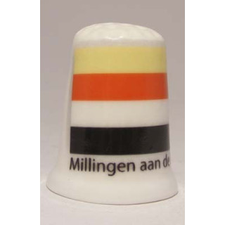 Millingen aan de Rijn gemeentevlag op een vingerhoedje