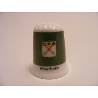 Moerbeke vlag Belgie op een porselein vingerhoedje