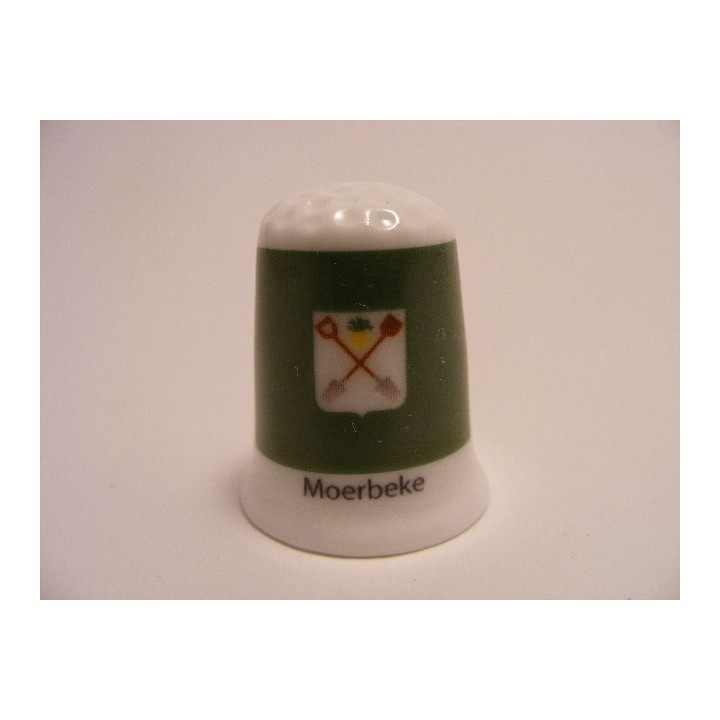 Moerbeke vlag Belgie op een porselein vingerhoedje