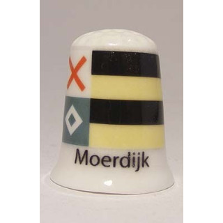 Moerdijk Nederlandse gemeentevlag op een porselein vingerhoedje