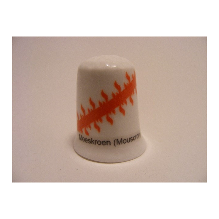 Moeskroen (Mouscron) vlag Belgie op een porselein vingerhoedje