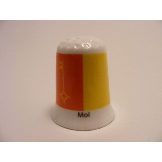 Mol vlag Belgie op een porselein vingerhoedje