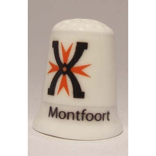 Montfoort Nederlandse gemeentevlag op een porselein vingerhoedje