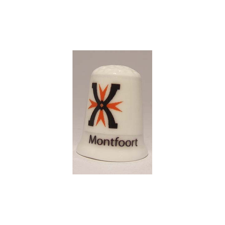 Montfoort Nederlandse gemeentevlag op een porselein vingerhoedje