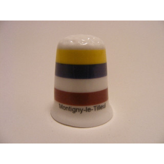 Montigny-le-Tilleul vlag Belgie op een porselein vingerhoedje