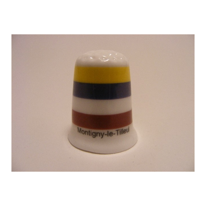 Montigny-le-Tilleul vlag Belgie op een porselein vingerhoedje