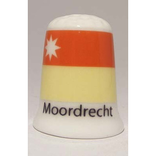 Moordrecht Nederlandse gemeentevlag op een porselein vingerhoedje