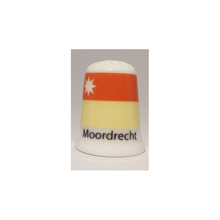 Moordrecht Nederlandse gemeentevlag op een porselein vingerhoedje