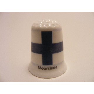 Moorslede vlag Belgie op een porselein vingerhoedje