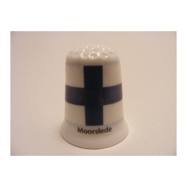 Moorslede vlag Belgie op een porselein vingerhoedje