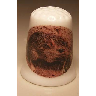 Muis opdruk op een porselein vingerhoedje