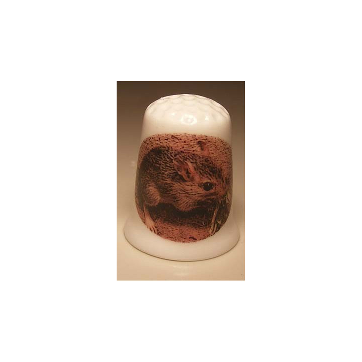 Muis opdruk op een porselein vingerhoedje