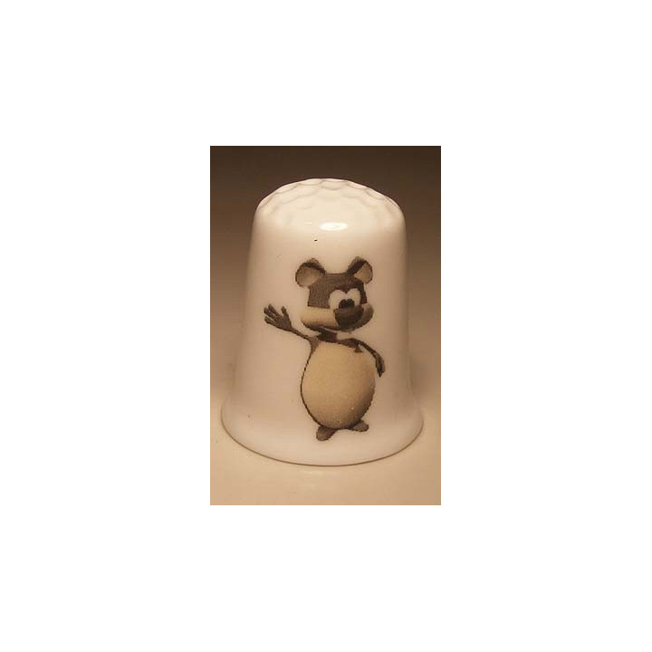 Muis tekening op een porselein vingerhoedje